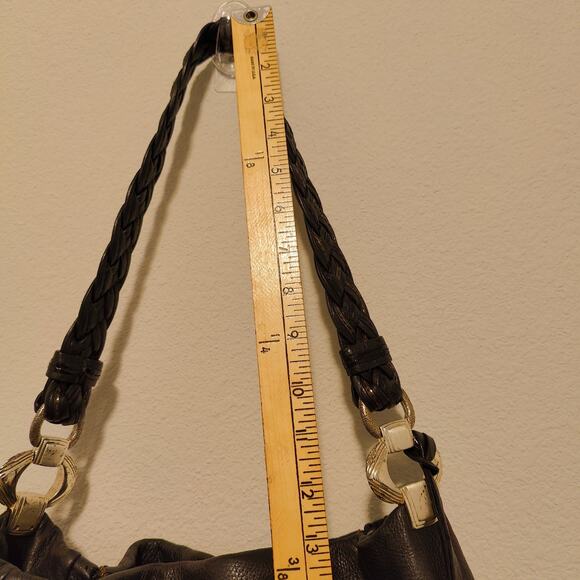Brighton Black Anju Rhinestone Embellish Beaded Leather Shoulder Bag Purse Bling - Picture 8 of 11